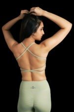 Pistachio Green Strappy Backless Sports Bra