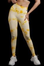Sunflower Yellow High Waist Tie-Die Scrunch Butt Leggings